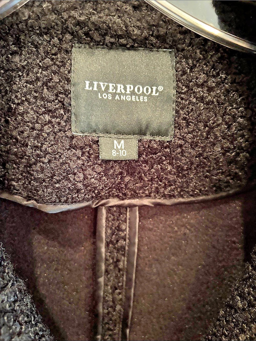 Liverpool Teddy Jacket in Black Size Medium Like New